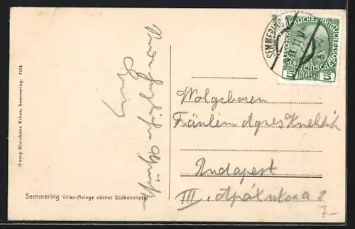 AK Semmering, Villen-Anlage nächst Südbahnhogel
