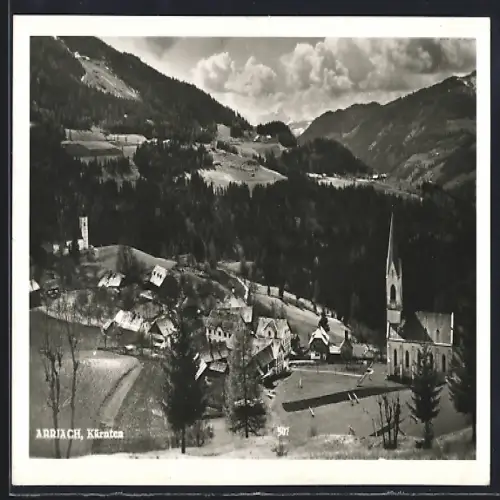 AK Arriach /Kärnten, Teilansicht mit Kirche