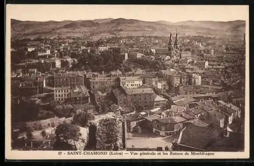 AK Saint-Chamond /Loire, Vue générale et les Ruines de Montragon