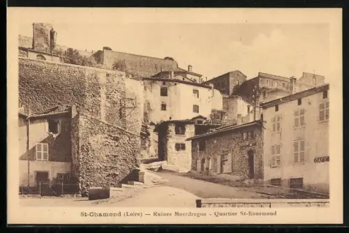 AK St-Chamond /Loire, Ruines Mondragon, Quartier St-Ennemond