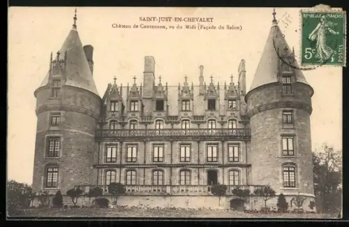 AK Saint-Just-en-Chevalet, Château de Contenson, vue du Midi, Facade du Salon