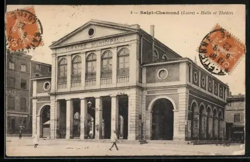AK Saint-Chamond /Loire, Halle et Théâtre