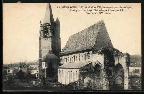 AK La Bénissons-Dieu /Loire, L`Église, monument historique, Vestige de l`abbaye cistercienne fondée en 1138
