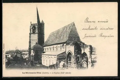AK La Bénissons-Dieu /Loire, L`Église, XIIe siècle