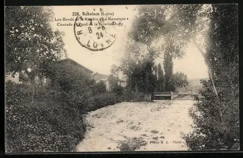 AK Roanne /Loire, Les Bords de la Rivière de Renaison, Cascade et Pont de la Scierie Dufay