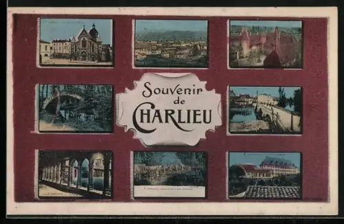 AK Charlieu, Souvenir de Charlieu avec vues multiples