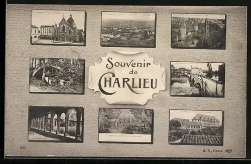 AK Charlieu, Souvenir de Charlieu avec vues multiples de la ville et des monuments historiques