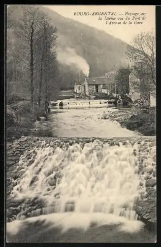 AK Bourg-Argental, Paysage sur la Déôme vu du Pont de l`Avenue de la Gare