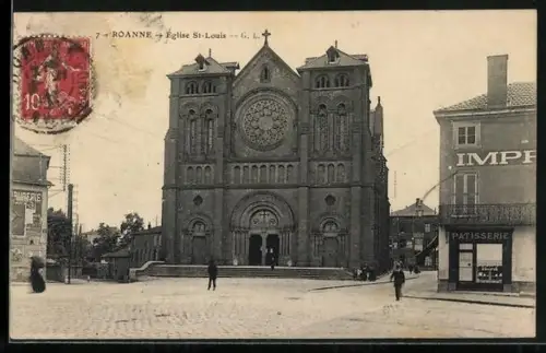 AK Roanne, Église St-Louis et carrefour animé