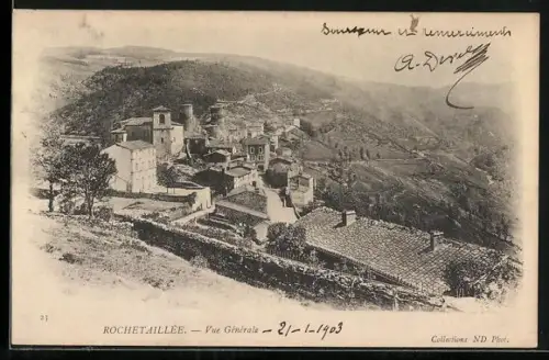 AK Rochetaillee, Vue générale du village et des collines environnantes