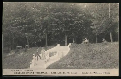 AK Sail-les-Bains /Loire, Escalier de l`Allée des Tilleuls à l`Établissement Thermal
