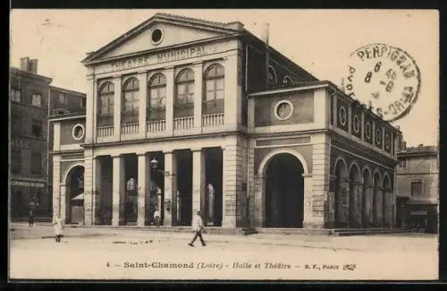 AK Saint-Chamond /Loire, Halle et Théâtre Municipal
