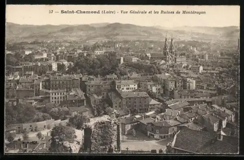 AK Saint-Chamond /Loire, Vue Générale et les Ruines de Montdragon