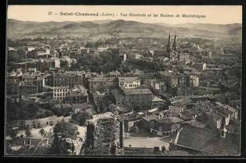 AK Saint-Chamond /Loire, Vue générale et les Ruines de Montdragon
