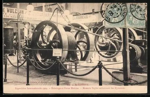 AK St-Étienne, Exposition 1904, Moteurs Taylor actionnant les dynamos
