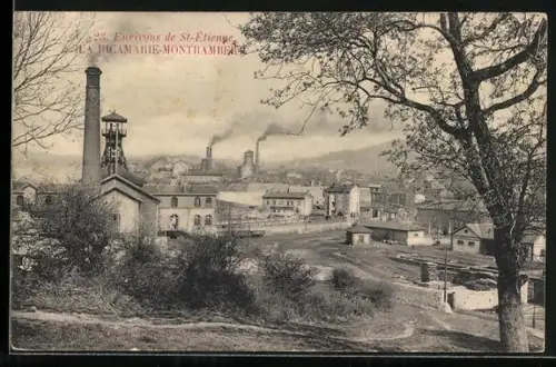 AK La Ricamarie-Montrambert, Vue générale des usines et cheminées industrielles