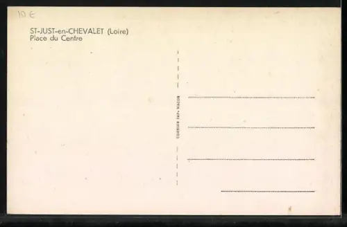 AK St-Just-en-Chevalet /Loire, Place du Centre avec le café Aux 100 000 Chapeaux
