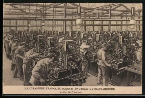 AK Saint-Étienne, Atelier des Fraiseuses à la Manufacture Francaise d`Armes et Cycles