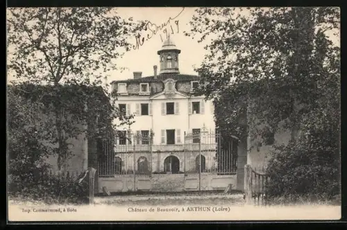 AK Arthun /Loire, Château de Beauvoir, vue de l`entrée principale et des jardins environnants