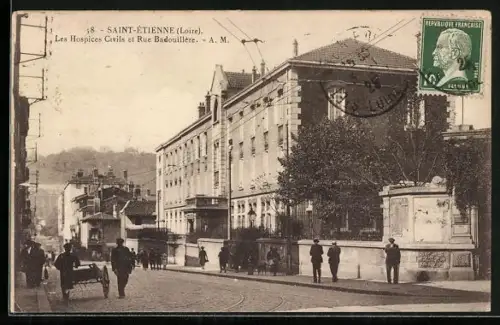 AK Saint-Étienne /Loire, Les Hospices Civils et Rue Badouillère