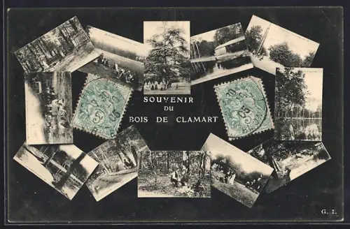 AK Clamart, Souvenir du Bois Clamart avec scènes de nature et loisirs