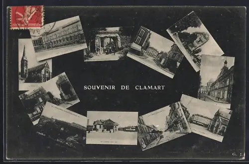 AK Clamart, Souvenir Clamart avec des vues multiples de la ville