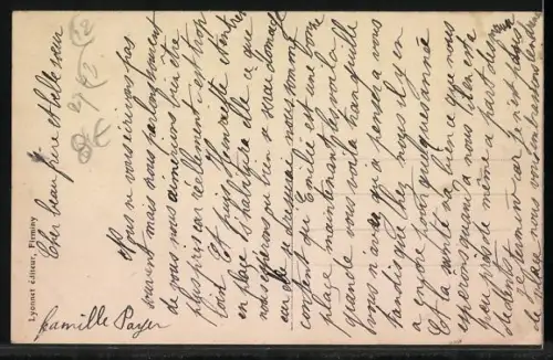 AK Unieux, Le Vigneron avec rails de tramway et bâtiment de postes et télégraphes