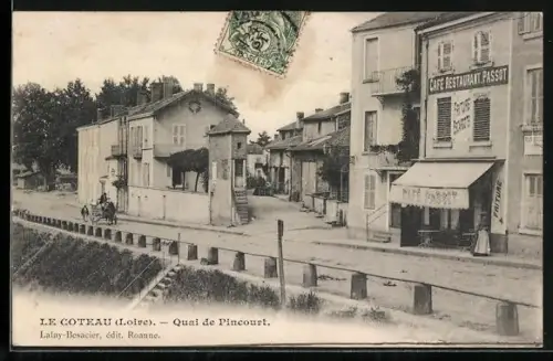 AK Le Coteau /Loire, Quai de Pincourt avec café-restaurant Fassot