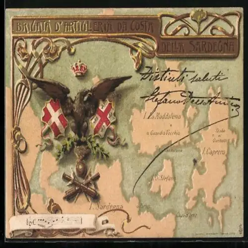 Lithographie Sardegna, Brigata d`Artiglieria da Costa della Sardegna