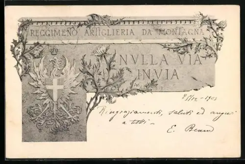 Künstler-AK Reggimento Artiglieria d Montagna
