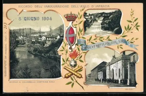 AK Giugno, Ricordo dell`Inaugurazione dell`Asilo d`Infanzia 1904, Auspice il Colonnello direttore ninci