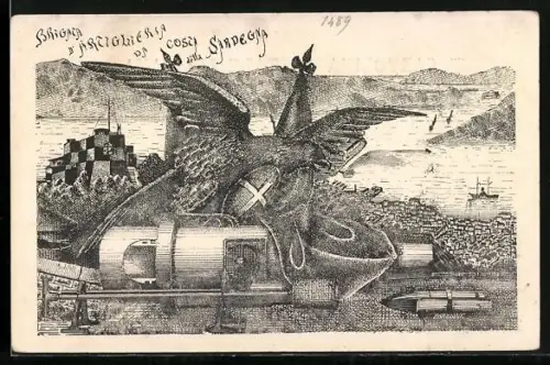 Künstler-AK Brigada d`Artihlieria da Csta della Sardegna