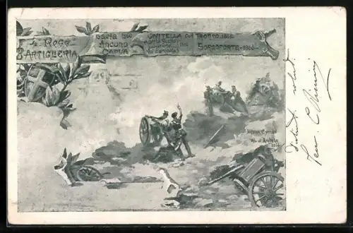 Künstler-AK 4. Regg. Artiglieria, Gaeta 1860