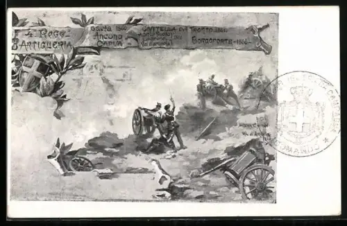 Künstler-AK 4o Regg. 3o Artiglieria, Artillerie-Regiment im Gefecht