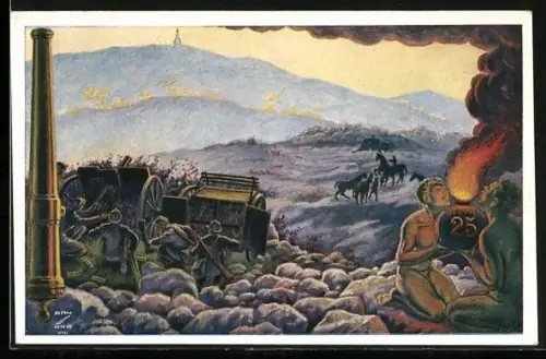 Künstler-AK 25. Artiglieria da Campagna