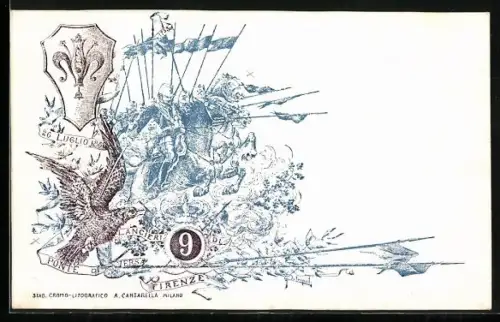 Künstler-AK Lancieri di Firenze 9, Ponte di Versa, 26 Luglio 1866