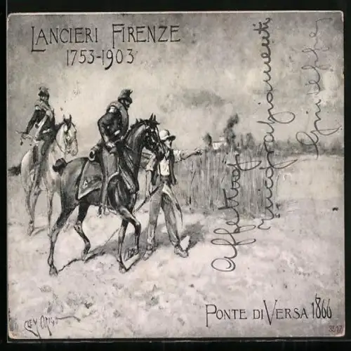 AK Lancieri Firenze 1753-1903 Ponte die Versa 1866
