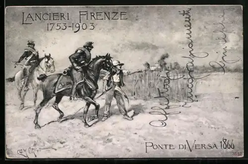 AK Lancieri Firenze 1753-1903 Ponte die Versa 1866