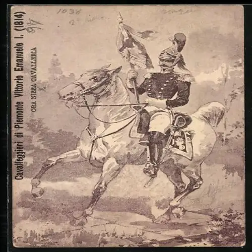 Künstler-AK Cavallaggieri di Piemonte, Vittorio Emanuele I. 1814 ora Nizza Cavalleria