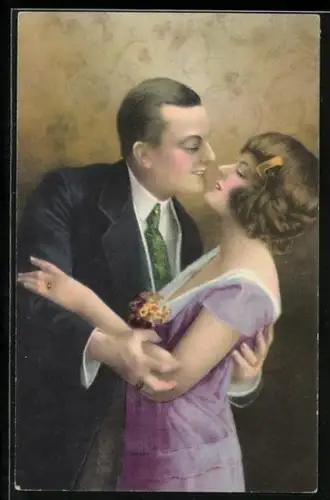 Künstler-AK Tanzendes Paar sieht sich an, Art Deco