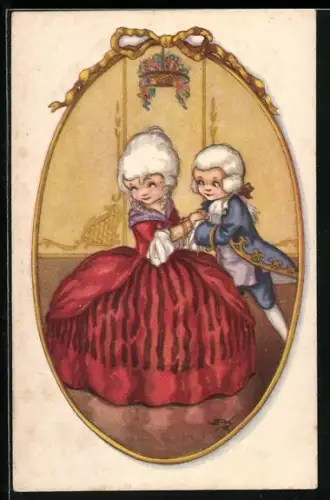 Künstler-AK Junge und Mädchen tanzen zusammen, Art Deco