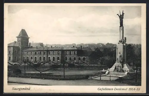 AK Saargemünd, Gefallenen-Denkmal 1914-18