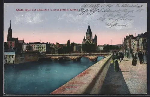 AK Metz, Blick auf Garnisons- u. neue protest. Kirche