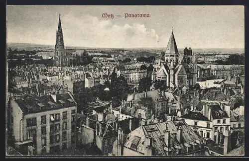 AK Metz /Elsass-Lothringen, Panorama urbain avec églises et toits de la ville