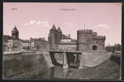 AK Metz, Deutsches Tor mit Brücke