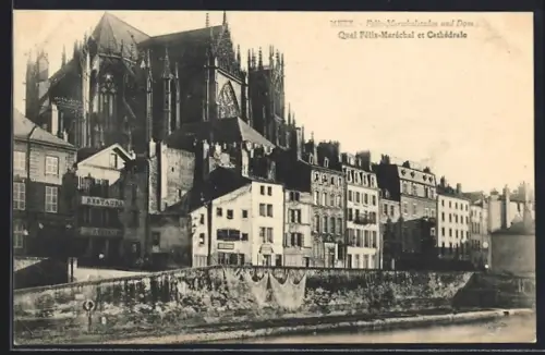 AK Metz, Quai Félix-Maréchal et Cathédrale