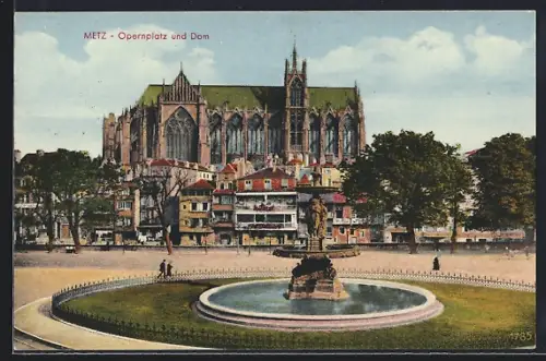 AK Metz, Opernplatz und Dom