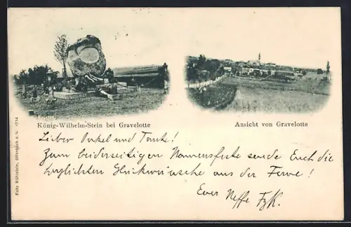 AK Gravelotte, König-Wilhelm-Stein et vue du village