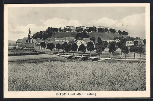 AK Bitsch, Ortsansicht mit alter Festung