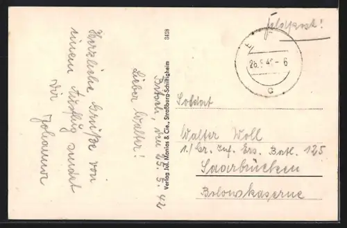 AK Bitsch, Ortsansicht mit alter Festung